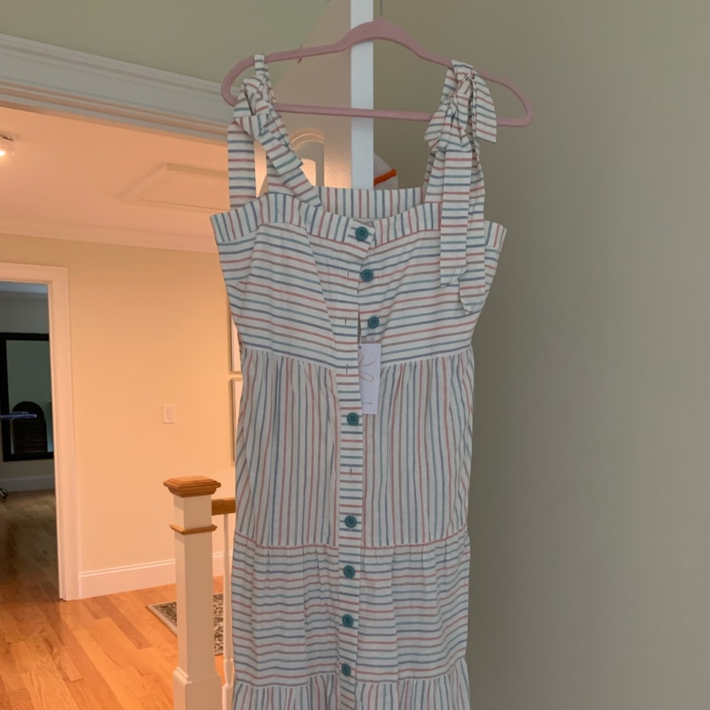 Gal Meets Glam Striped Midi Dress - Pink and Blue - Picture 4 of 4